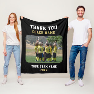 Thank you Coach with Team Name Photo Fleece Blanket