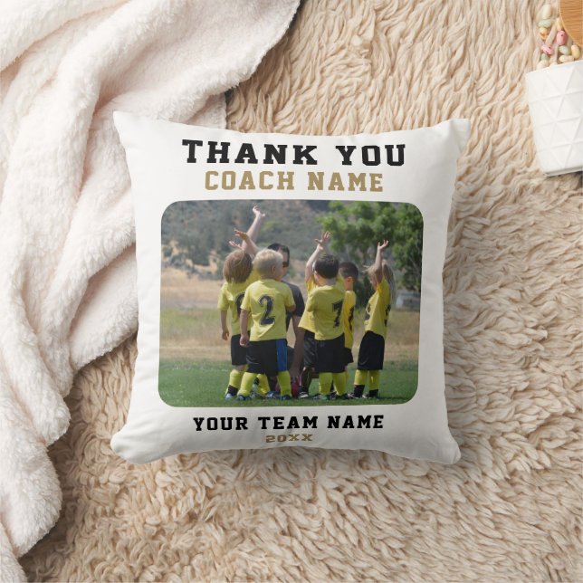Thank you Coach with Team Name Photo Throw Pillow (Blanket)