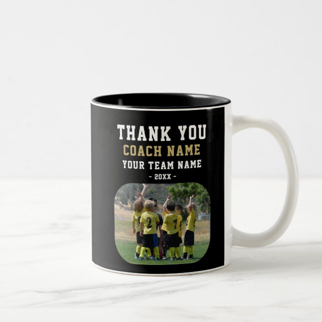 Thank you Coach with Team Name Photo Two-Tone Coffee Mug (Right)
