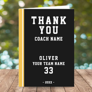 Thank you Coach Yellow Football Player Photo Card