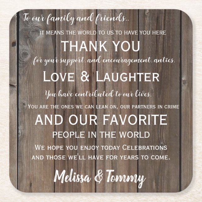 Thank you coaster Rustic Country Barn  favors (Front)