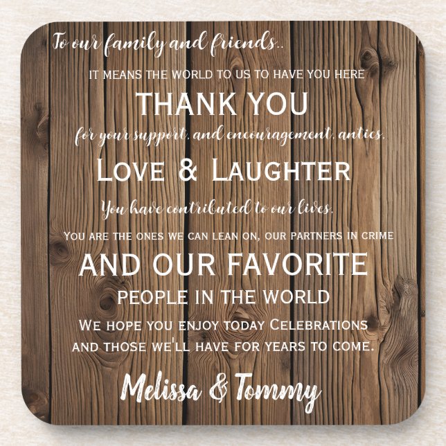 Thank you coaster Rustic Country Barn  favors (Front)