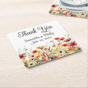 Thank you coaster wedding favor floral