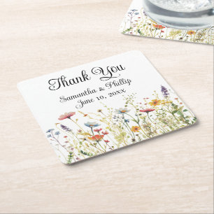 Thank you coaster wedding favor floral