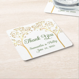Thank you coaster wedding favor gold