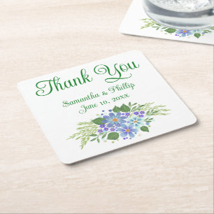 Thank you coaster wedding favor green tree