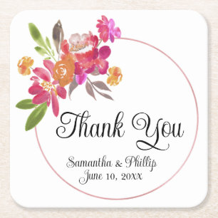 Thank you coaster wedding favor green tree