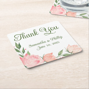 Thank you coaster wedding favor purple