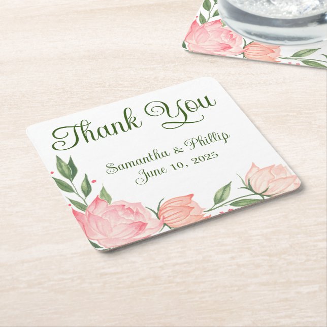 Thank you coaster wedding favor purple (Angled)