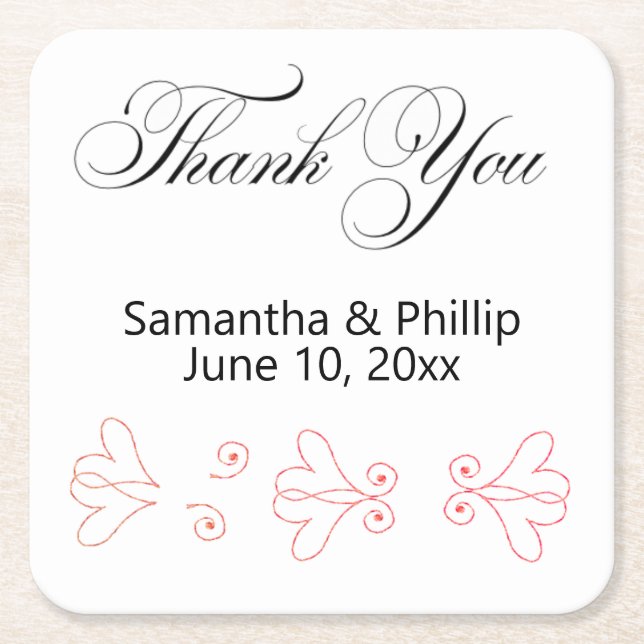 Thank you coaster wedding favors (Front)