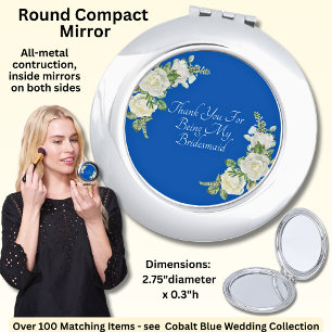 Thank You - Cobalt Blue & White Roses Compact Mirror