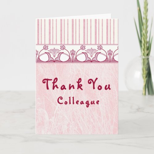 Thank You Colleague Blank Card Pink with Border