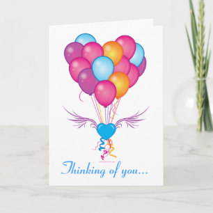 Thank You Colored Balloons in Heart Shape Card