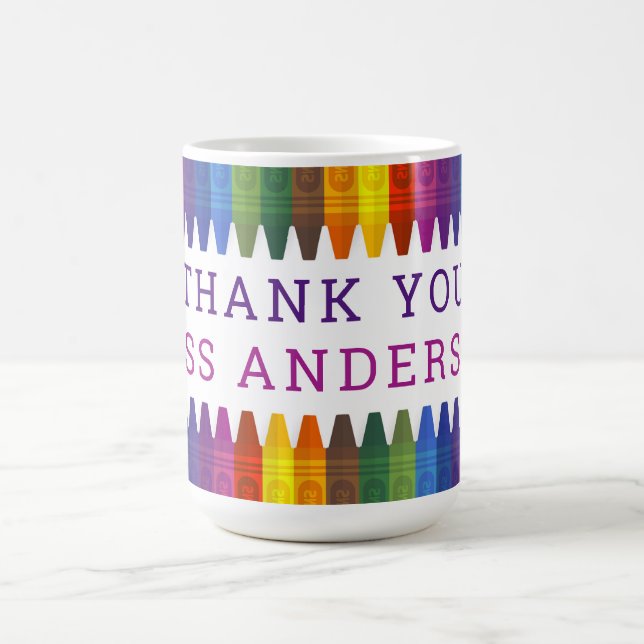 Thank You Colored Crayons Personalize Coffee Mug (Center)