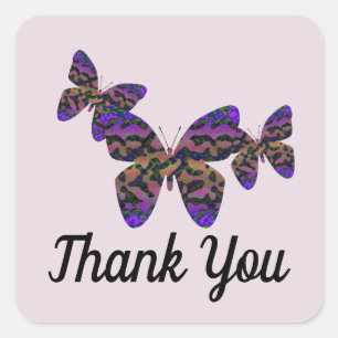 Thank You Colorful Butterflies Modern Appreciation Square Sticker