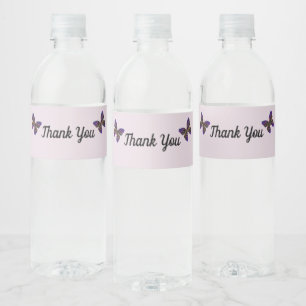 Thank You Colorful Butterflies Vivid Appreciation Water Bottle Label
