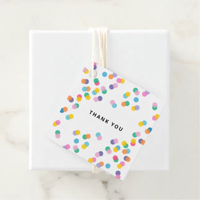 Thank You Colorful Confetti Polka Dots Favor Tags | Zazzle