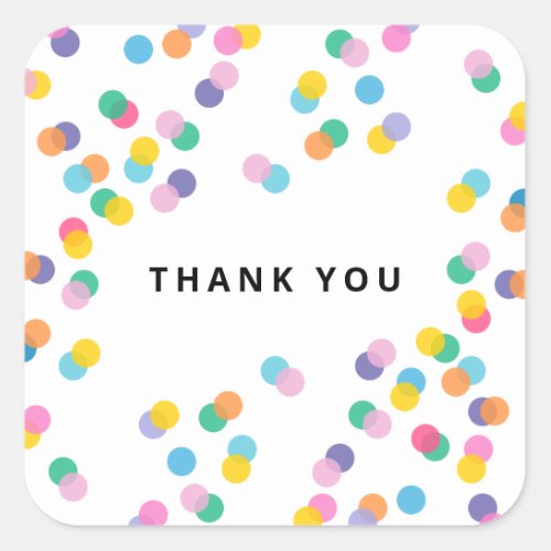 Thank You Colorful Confetti Polka Dots Square Sticker