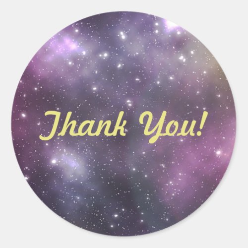 Thank You Colorful Cool Nebula and Stars in Space Classic Round Sticker