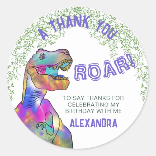 Thank you colorful dinosaur classic round sticker