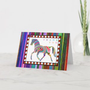 Thank You Colorful Horse Pony with Border Black