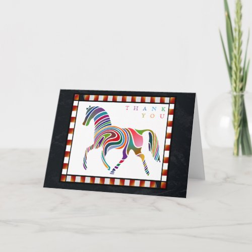 Thank You Colorful Horse Pony with Border Black