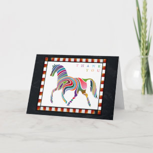 Thank You Colorful Horse Pony with Border Black Card