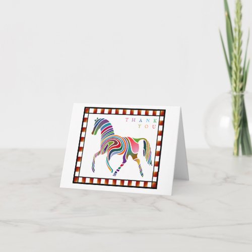 Thank You Colorful Horse Pony with Border Orange