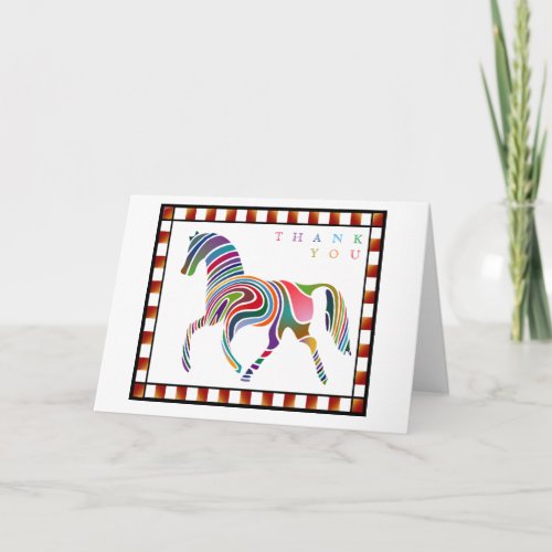 Thank You Colorful Horse Pony with Border White