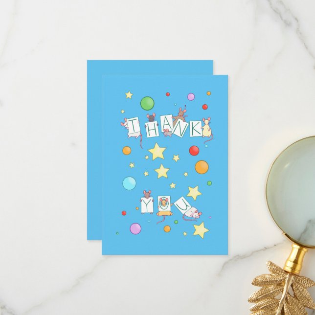 Thank You Colorful Mice Card (Front/Back In Situ)