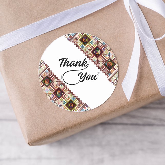 Thank You Colorful Palestinian Tatreez Sticker (Creator Uploaded)