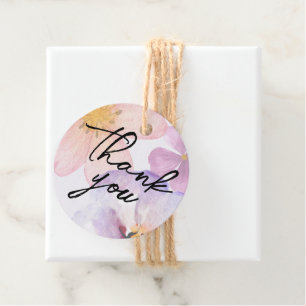Thank you Colorful Pastel Purple Watercolor Flower Favor Tags