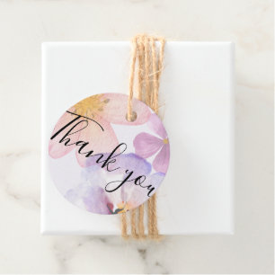 Thank you Colorful Pastel Purple Watercolor Flower Favor Tags