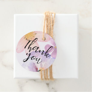 Thank you Colorful Pastel Purple Watercolor Flower Favor Tags