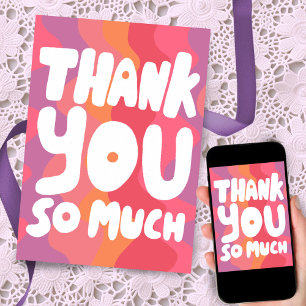 THANK YOU Colorful Pink Curvy Stripes CUSTOM  Card