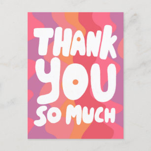 THANK YOU Colorful Pink Curvy Stripes CUSTOM   Postcard