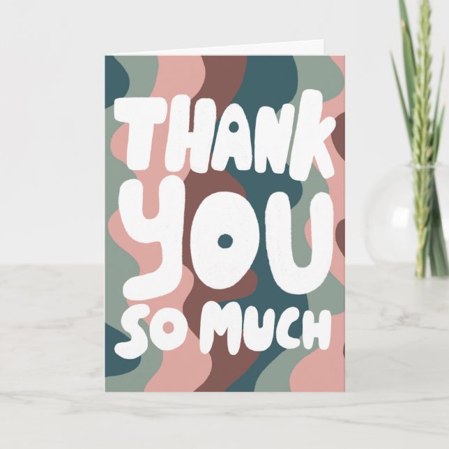 THANK YOU Colorful Pink Green Curvy Stripes CUSTOM Card (Front)