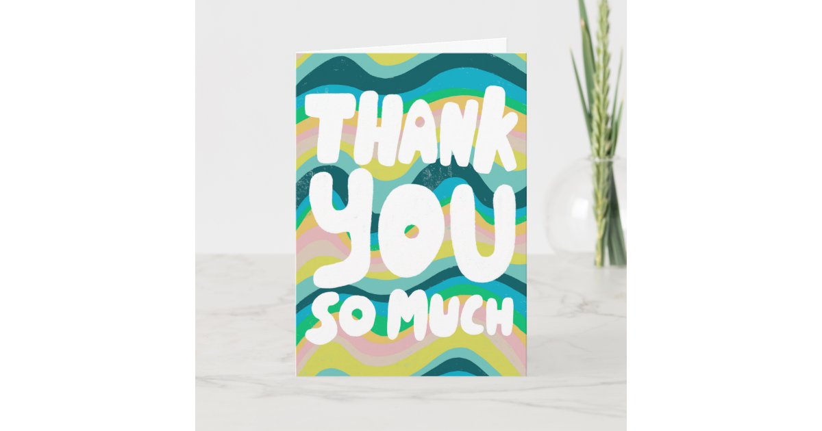 Thank You Rfs THANK YOU Colorful Pink Green Curvy Stripes CUSTOM Card | Zazzle