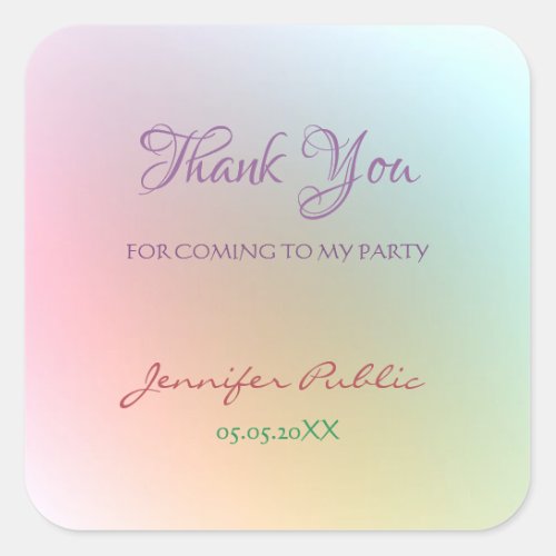 Thank You Colorful Template Typography Script Text Square Sticker