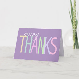 Thank You Colorful Text On Purple Card