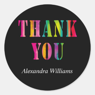 Thank You Colorful Typography Personalized Classic Round Sticker
