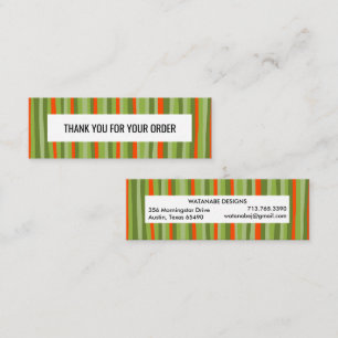 THANK YOU Colorful Xmas Minimalist Stripes Mini Business Card