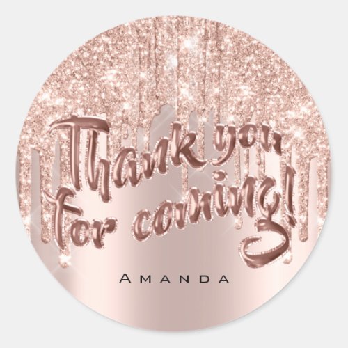 Thank You Coming 16th Bridal Rose Glitter Balloons Classic Round Sticker