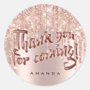 Thank You Coming 16th Bridal Rose Glitter Balloons Classic Round Sticker