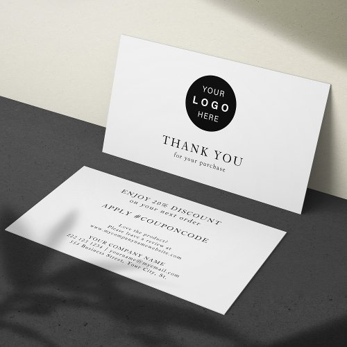 Thank you company logo black and white discount card