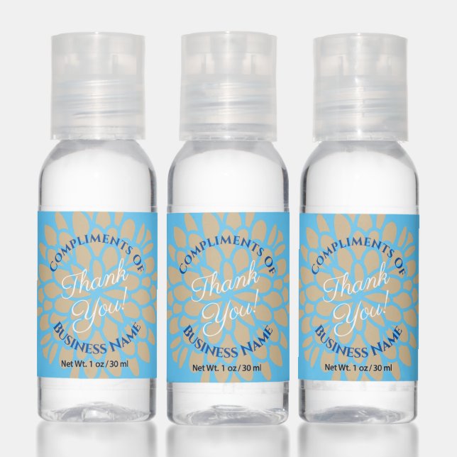 Thank You, Compliments Of Business Name Blue&Beige Hand Sanitizer (Set)