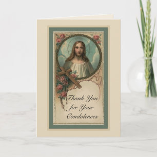 Thank You Condolence Sympathy Rosary Jesus Cross
