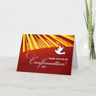 Thank You Confirmation Gift Gold & Red Rays Card