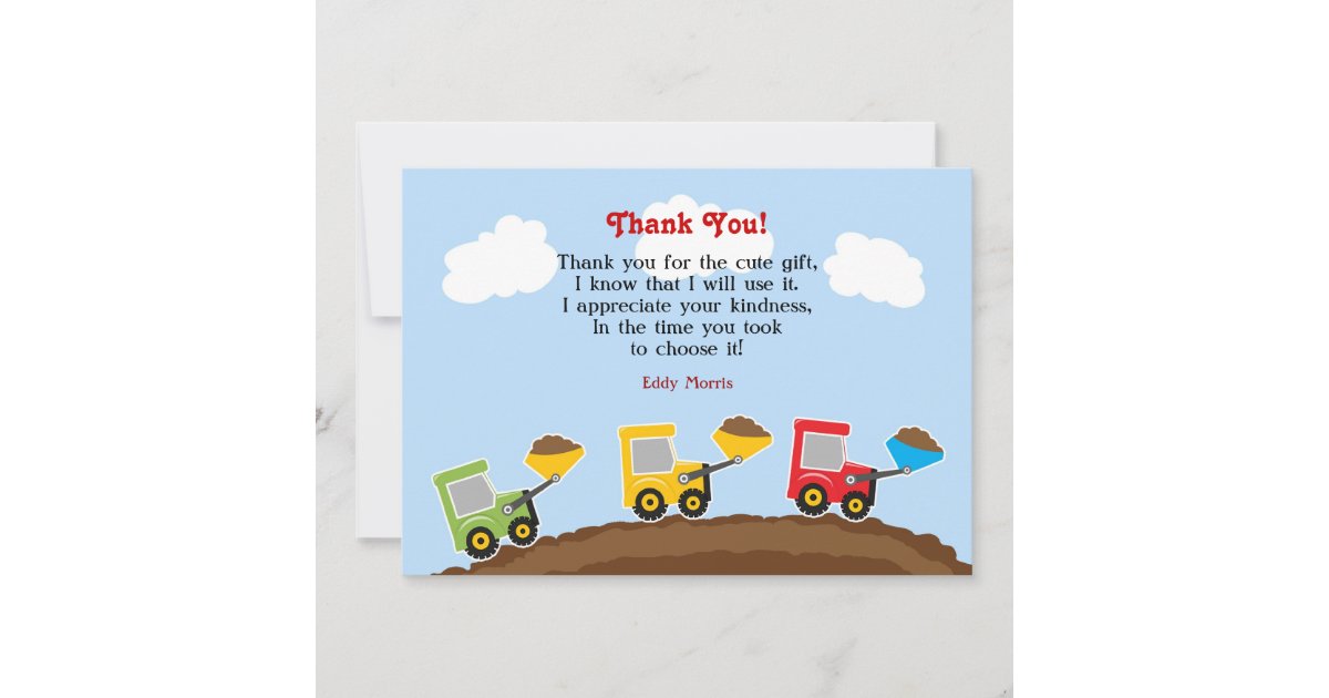 Thank You Construction Flat Card | Zazzle