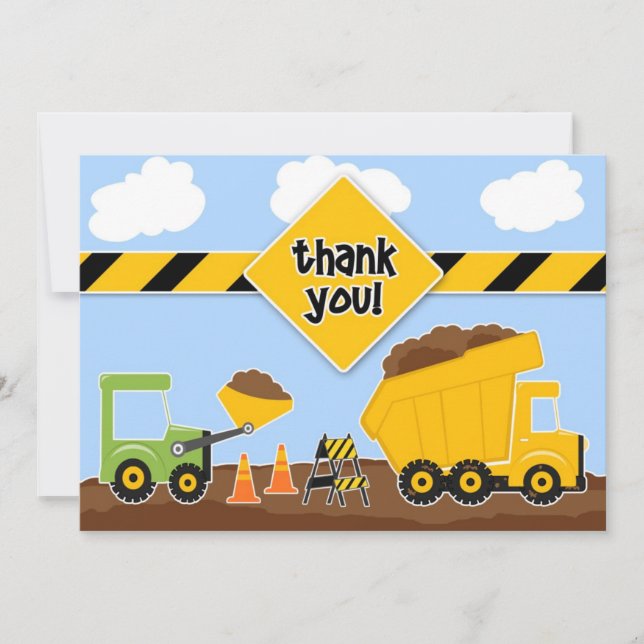 Thank You Constructions Trucks Flat Card (Front)